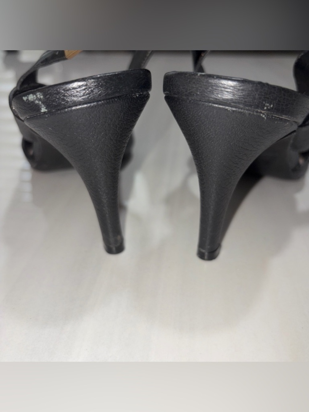 “True Soul” Black Leather Slingback Heels with pointed toe - Picture 3 of 8